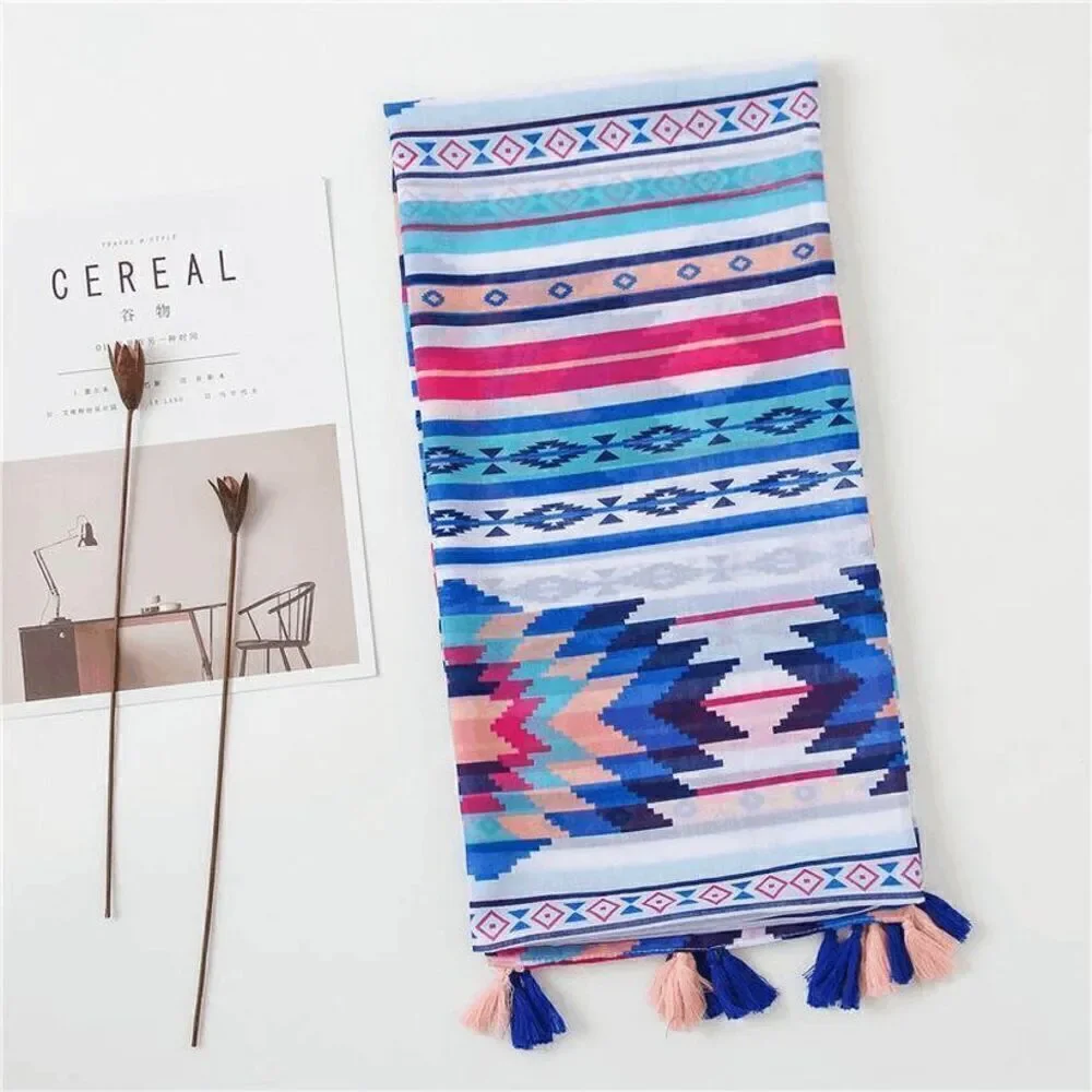 Ladies Blue Aztec Print Scarf